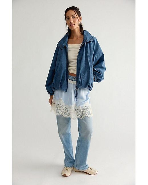 Free People Blue Chelsea Funnel-Neck Jacket