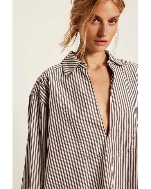 Free People Natural August Striped Pullover