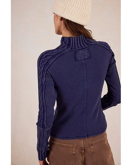 Free People Blue Breezy Swit Top