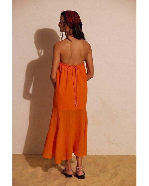 free-est Orange Sabeen Tube Midi Dress By