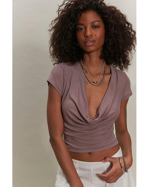 Intimately By Free People Brown Air Sign Cowl-Neck Tee By