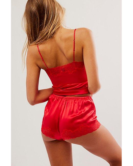 Only Hearts Red Silk Charmeuse Tap Shorts