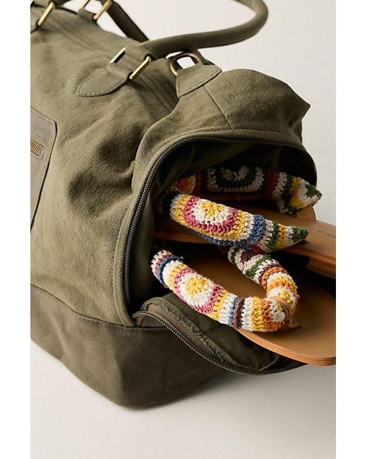 Free People Blue Washed Canvas Weekender Bag