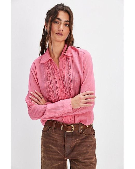 Free People Red Drew Tuxedo Shirt