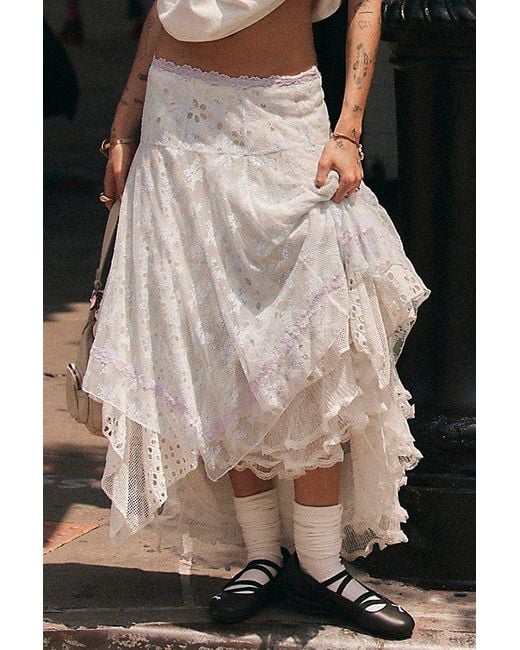 Free People White Show Stopper Midi Skirt