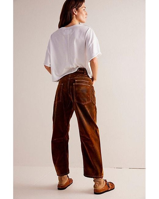 Free People Natural We The Free Moxie Flocked Pull-on Barrel Jeans