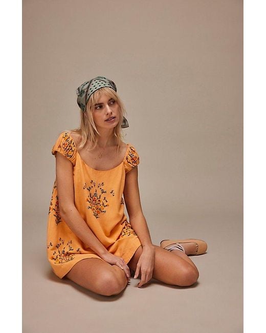 Free People Orange Wildflower Embroidered Mini Dress