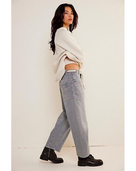 Free People Blue We The Free Moxie Pull-on Barrel Jeans