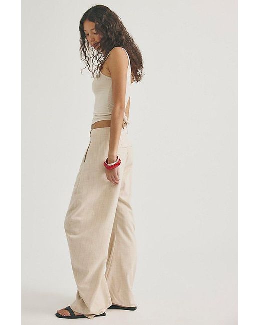 Free People Natural Spotlight Menswear Striped Barrel Trousers
