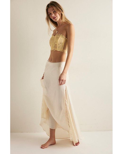 Intimately By Free People Brown Moonlit Meadow Lace Strapless Corset Bralette By