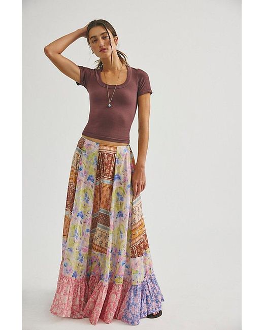 Free People Pink Santa Eulalia Printed Maxi Skirt