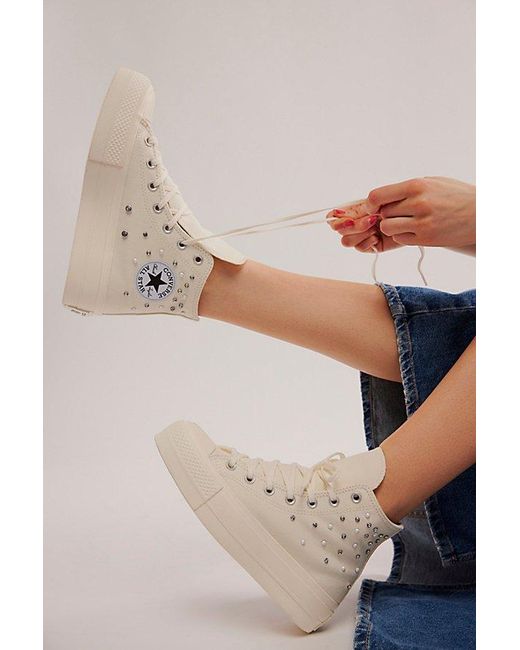 Converse Natural Chuck Taylor Lift Embellished Sneakers