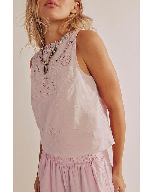 Free People Pink Day's End Linen Pull-On Pants