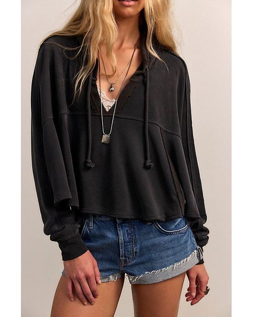 Free People Black Catching Waves Hoodie