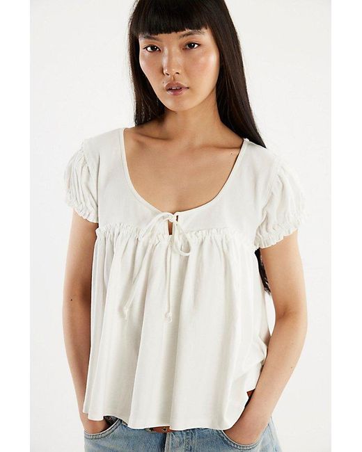 Free People White Lili Tee
