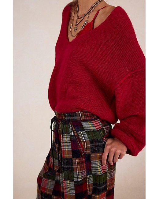 Free People Red Marina Softspun Knit Sweater