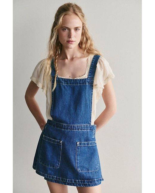 Free People Blue We The Free Beau Apron Denim Skirtall