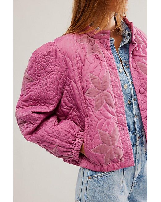 Free People Pink Quinn Quilted Jacket