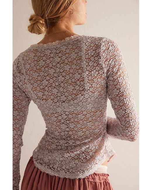 Free People Brown Lara Lace Top