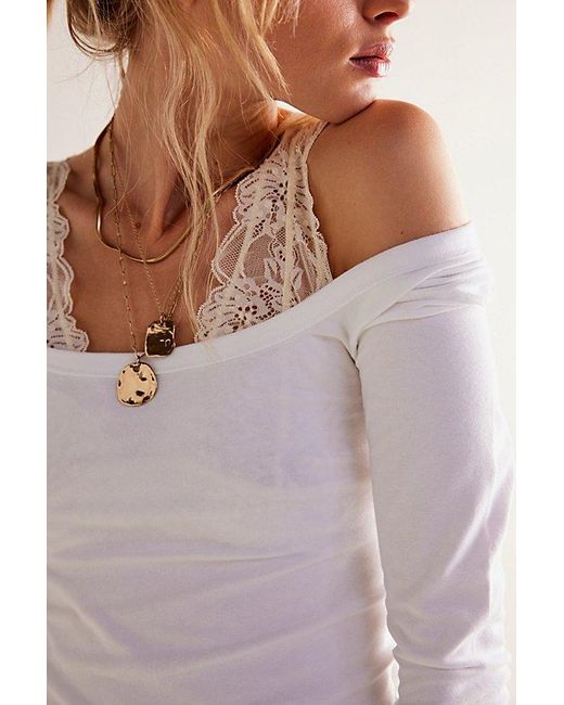Free People White Can't Let Go Tee At Free People In Ivory, Size: Xs
