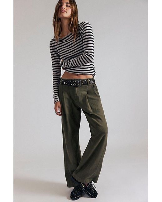 Free People Gray Most Loved Striped Long Sleeve