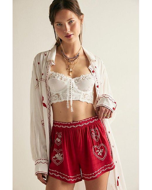 Intimately By Free People Red Hopeless Romantic Shorts By