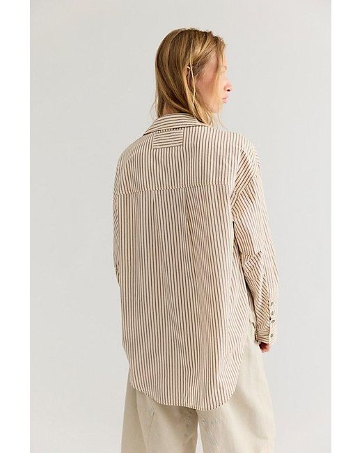 Free People Natural Lexi Striped Button Down Shirt