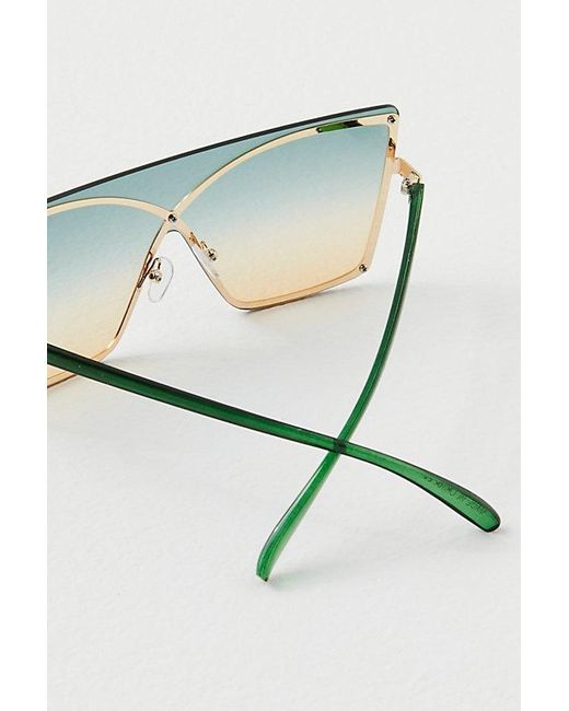 Free People Black Now You See Me Shield Sunglasses At In Emerald