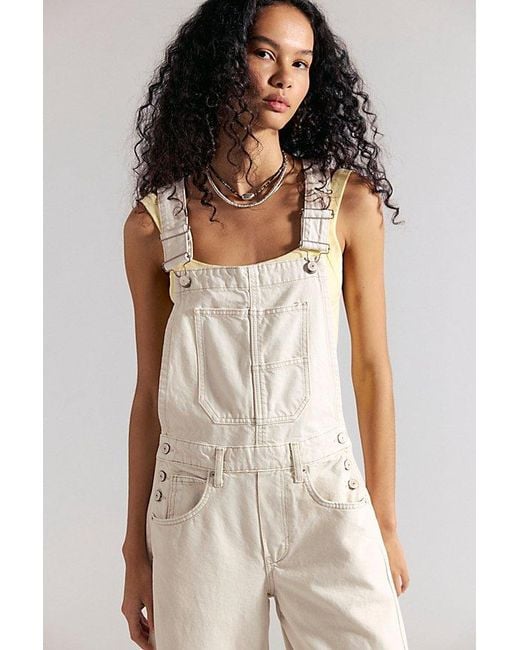 Free People Natural Good Luck Barrel Dungarees
