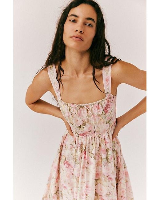 open lace back dress Evelyn Tiered Midi Dress in Blossom Pink