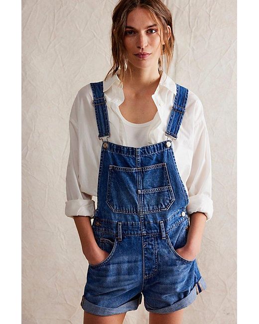 Free People Blue Ziggy Shortalls At Free People In Mantra, Size: Xs