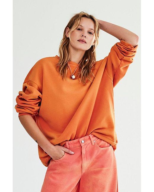 Free People Orange Over And Out Sweatshirt