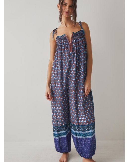 Free People Rule The World Maxi Romper in Blue | Lyst