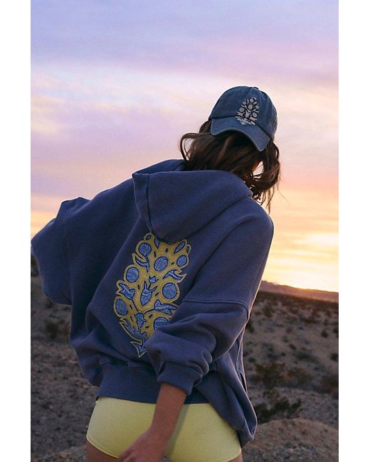 Free People Blue Sprint To The Finish Logo Hoodie