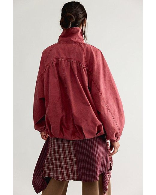 Free People Red Chelsea Funnel-Neck Jacket