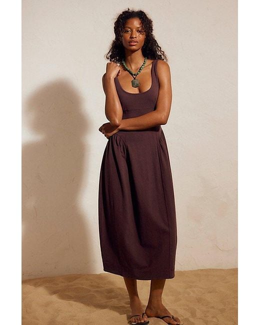free-est Brown Elsa Cotton Midi Dress By
