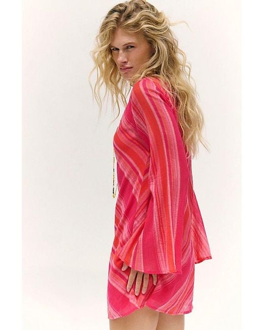 free-est Red Sunstare Stripe Mini Dress By