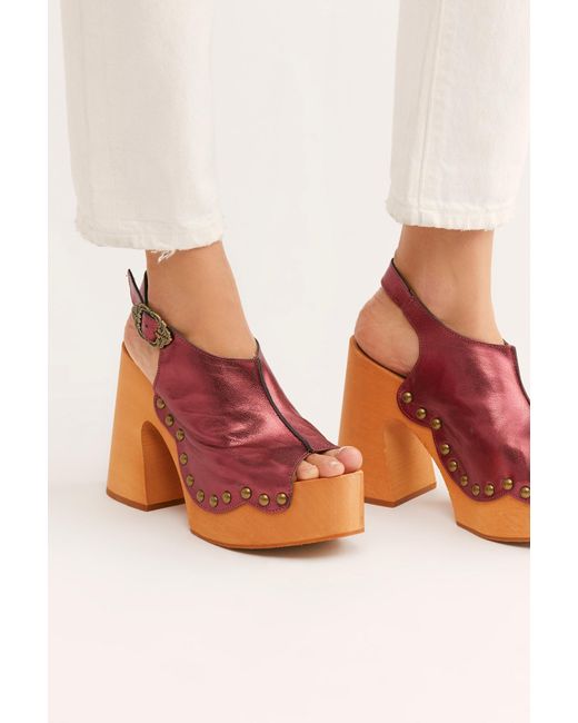 Free People Red Freeform Platform Clog