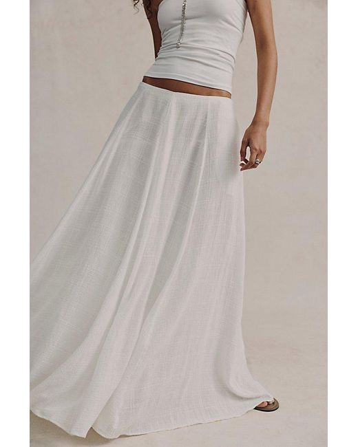 Free People White Ives Solid Maxi Skirt