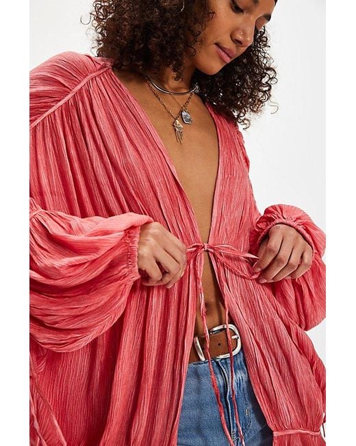 Free People Red Juliet Duster Top
