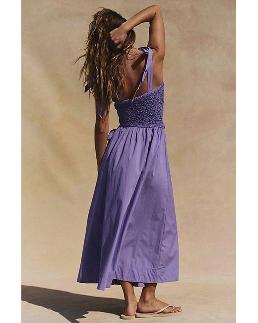 free-est Blue Margate Cotton Midi Dress By