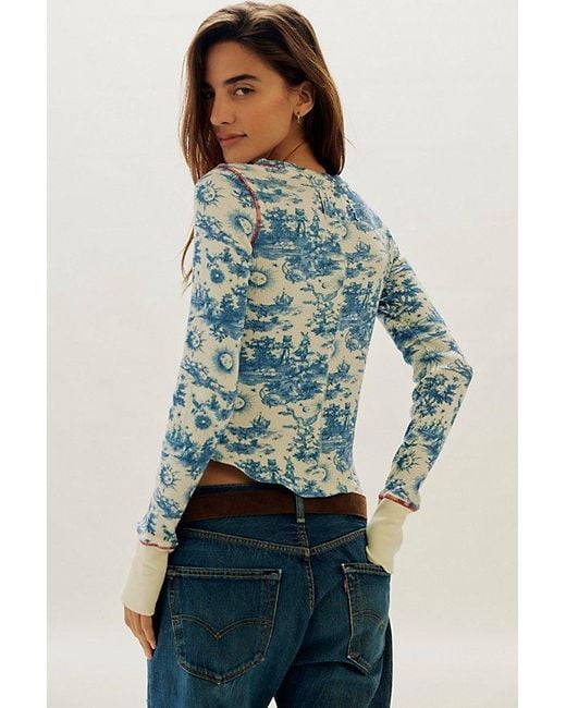 Free People Blue Toileidays Long Sleeve Thermal