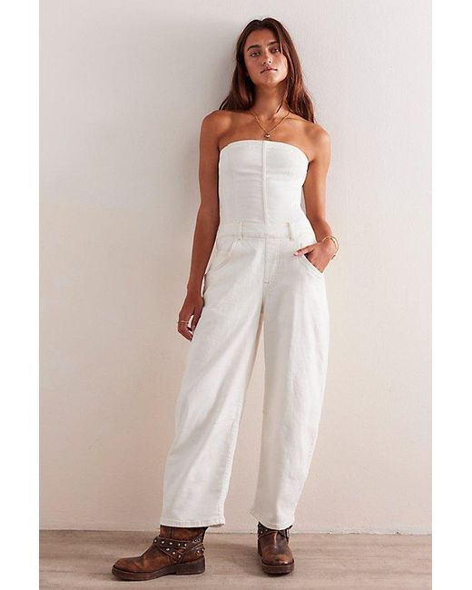 Free People Natural We The Free Je Suis Pret Barrel Jumpsuit