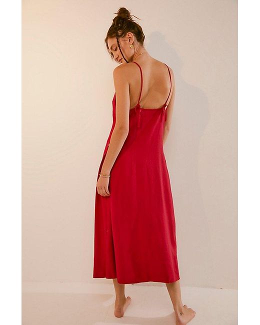 Free People Red Emmers Linen Midi