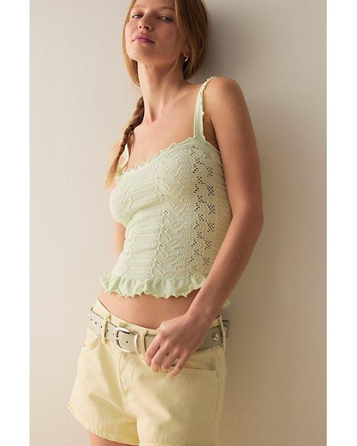 Intimately By Free People Green So Soft Frill Square Neck Tank Top By