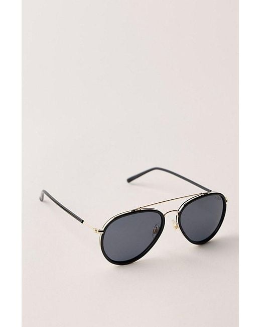 Free People Black Tatum Polarized Aviator Sunglasses