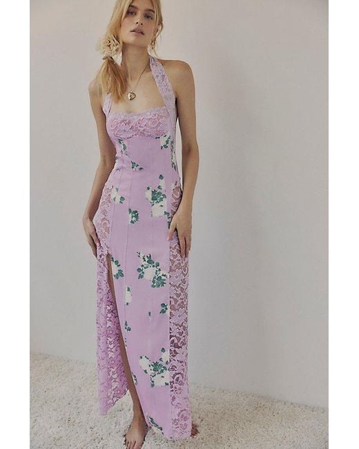 Free People Purple Love You Most Printed Maxi Slip