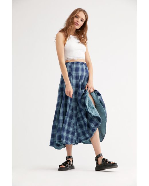Free People Lily Cotton Maxi Skirt By Cp Shades in Blue | Lyst
