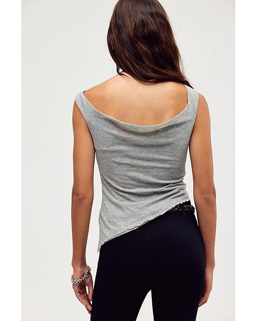 Free People Gray Mikey Knit Top