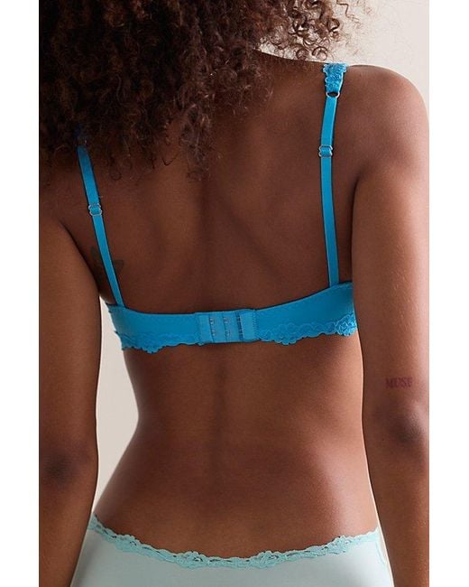 Intimately By Free People Blue Charlie Lace Microfiber Plunge Underwire Bra By
